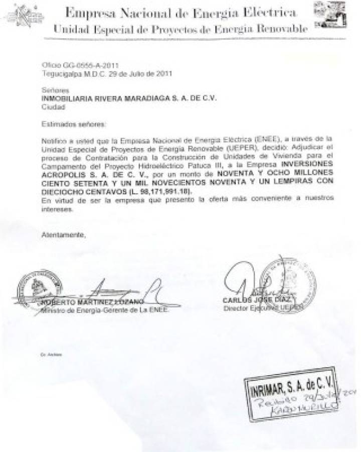 Luz verde en la Empresa Nacional de Energía Eléctrica (ENEE) para negocios con Los Cachiros