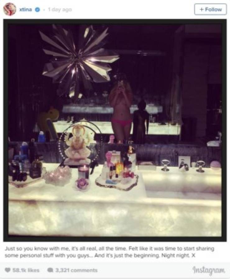 Christina Aguilera se desnuda y muestra su figura en Instagram