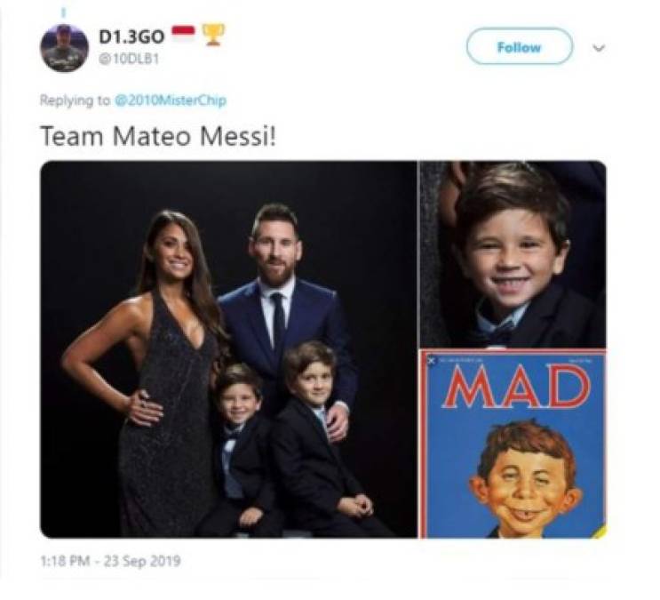 Mateo Messi protagoniza los mejores memes tras la entrega The Best 2019