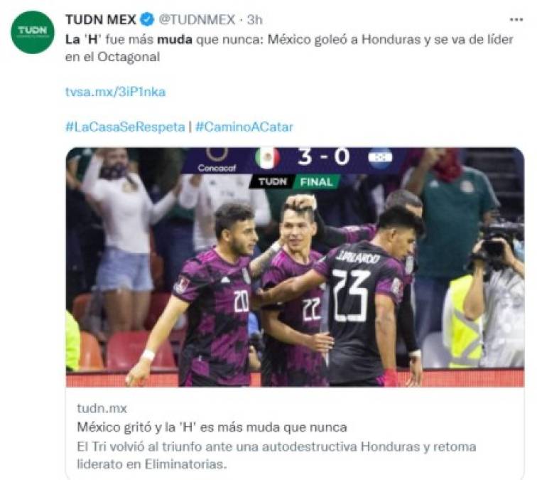 'La H es muda': Prensa azteca destaca goleada de México frente a Honduras