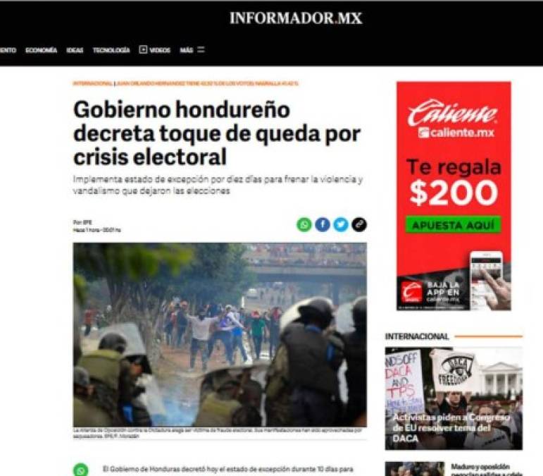 FOTOS: Así habló la prensa internacional sobre el toque de queda en Honduras