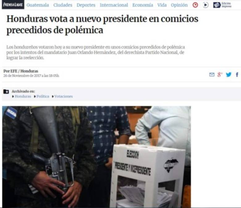 Esto dicen los medios internacionales sobre las elecciones de Honduras