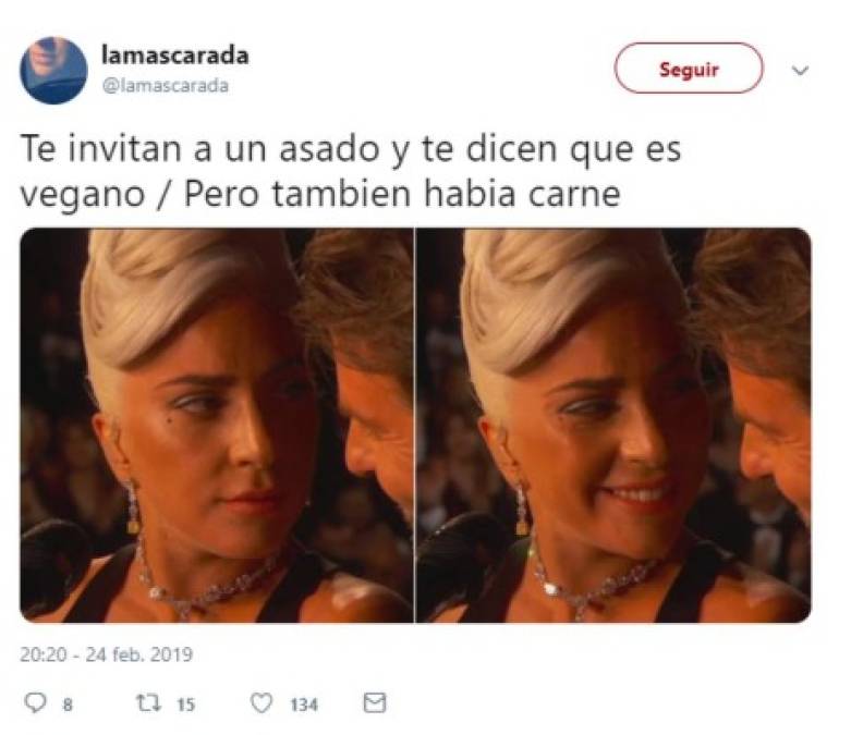 Miradas entre Lady Gaga y Bradley Cooper en los premios Oscar desatan divertidos memes