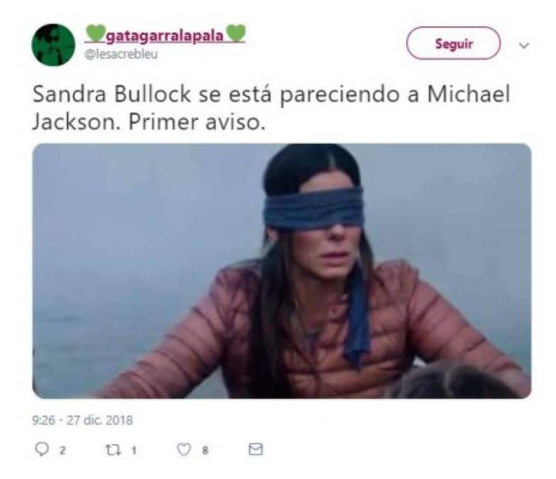 Los memes de Sandra Bullock y Michael Jackson tras su participación en Bird Box: A ciegas