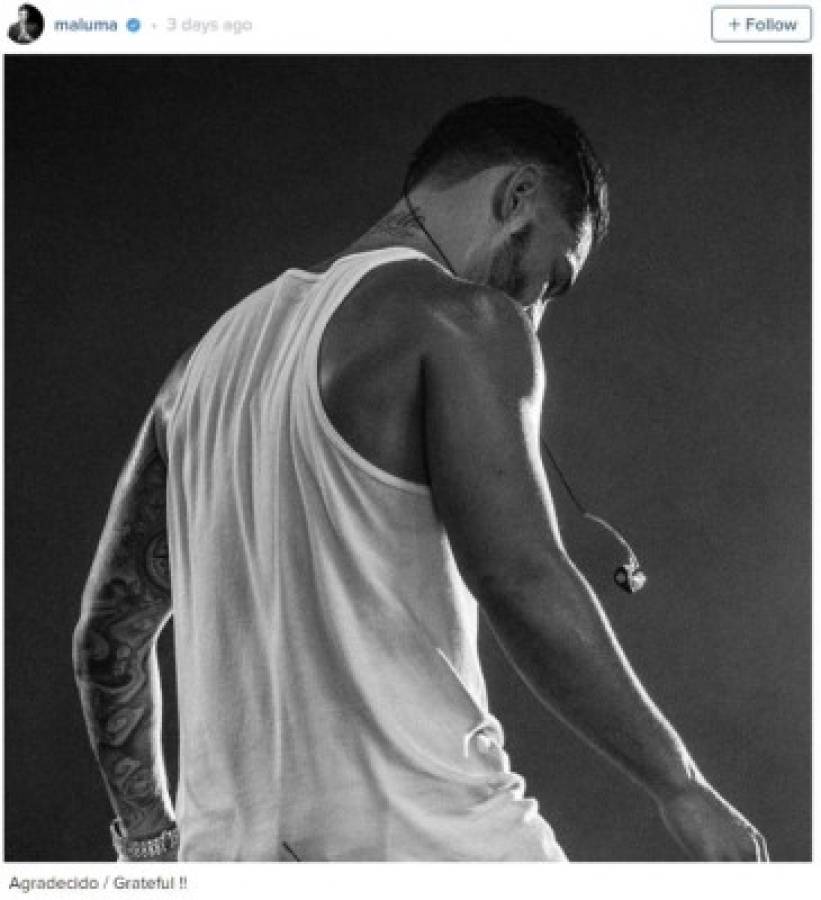 Selena Gomez también le dio like a esta foto en blanco y negro en la que Maluma sale de espalda. Foto Instagram