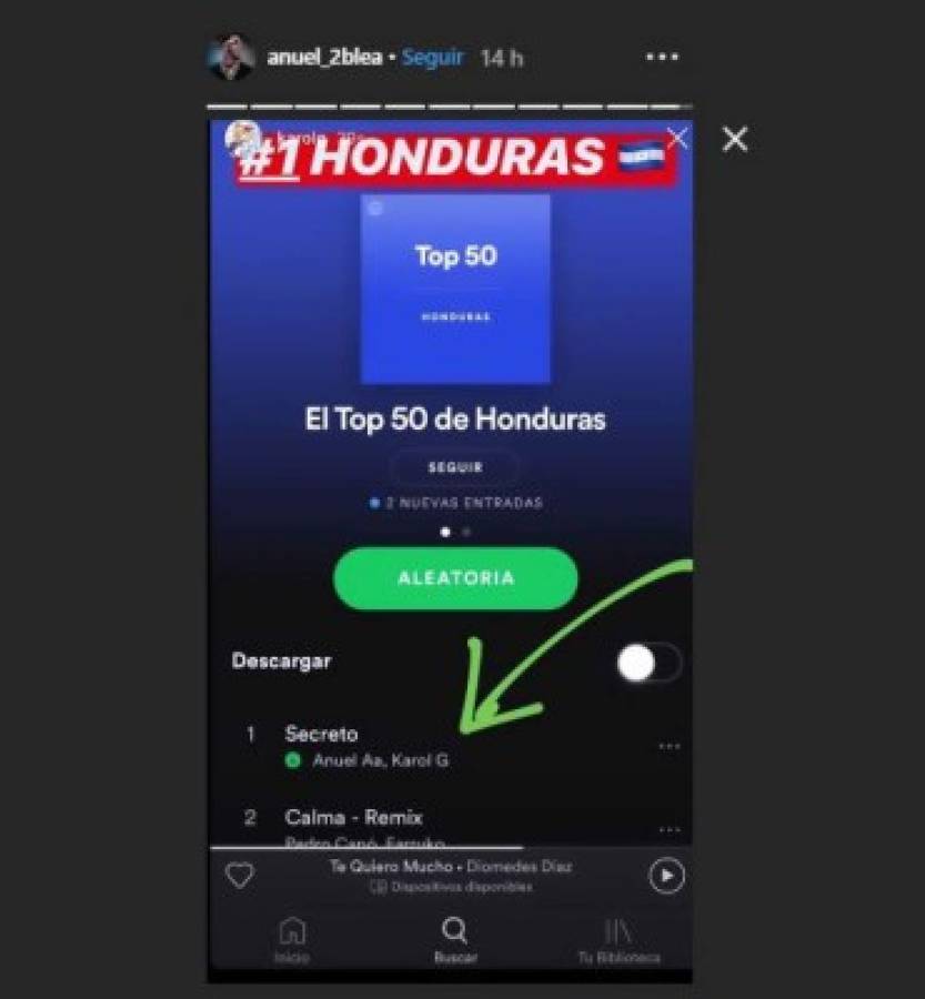 Anuel AA destaca a Honduras como uno de los países que más escucha 'Secreto' en Spotify