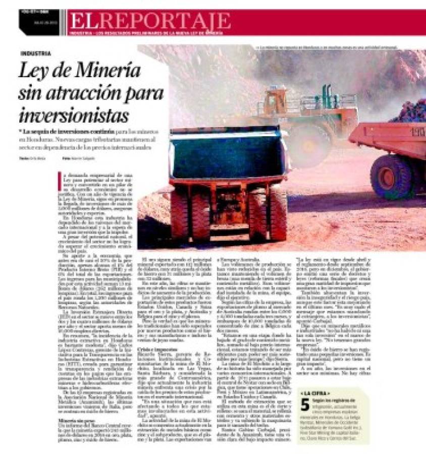 Impuestos socavan la minería