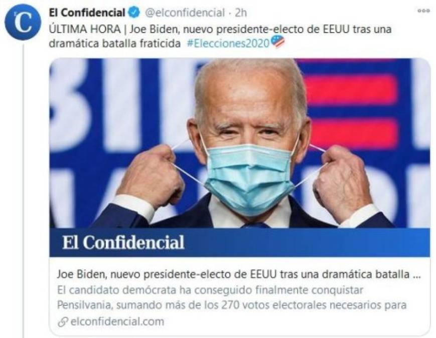 Así informa el mundo el triunfo de Joe Biden en elecciones de EE UU (FOTOS)