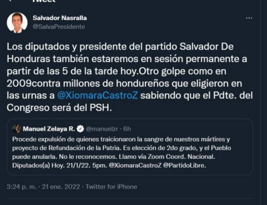 Batalla en Twitter tras juramentación de la directiva temporal del Congreso Nacional