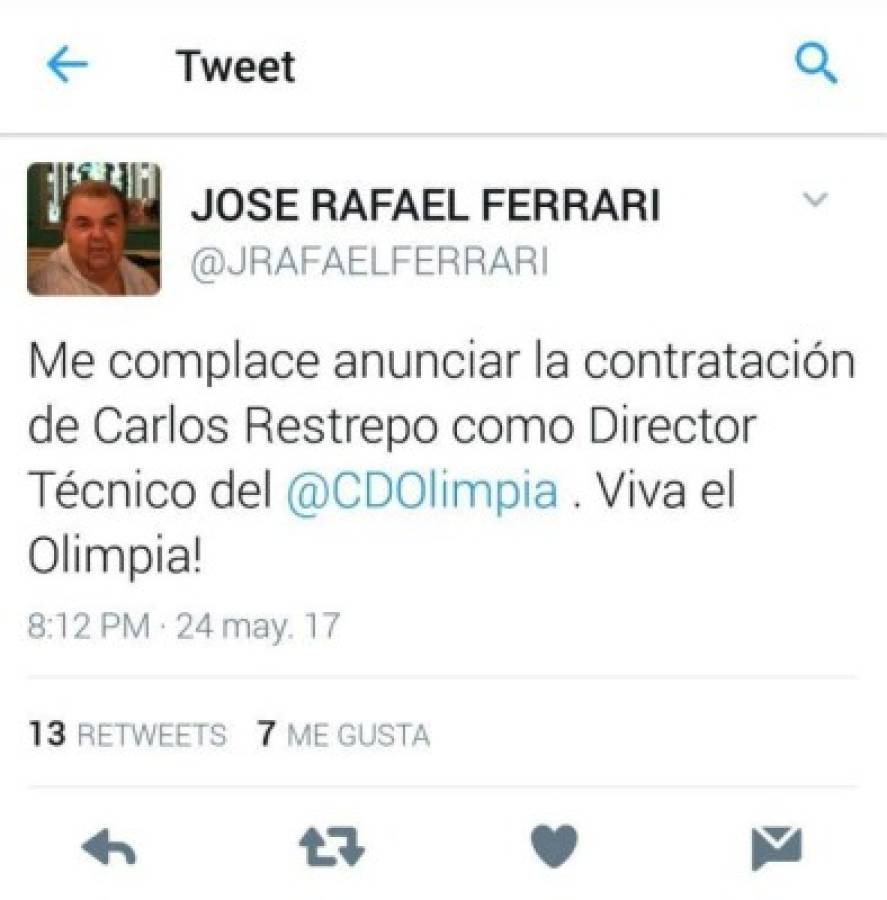Rafael Ferrari habla sobre el regreso de Carlos Restrepo