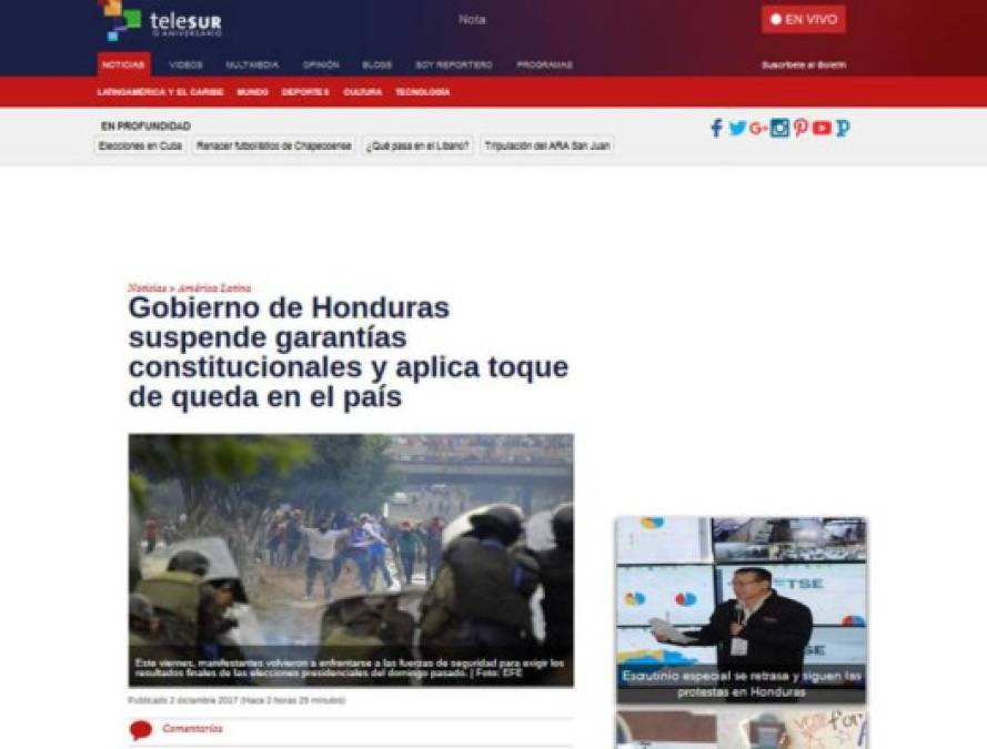 FOTOS: Así habló la prensa internacional sobre el toque de queda en Honduras