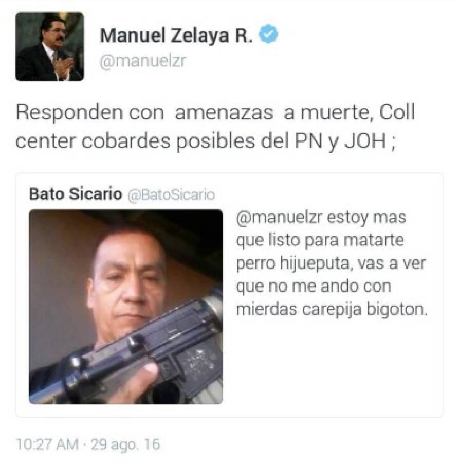 Honduras: Manuel Zelaya Rosales denuncia amenazas a muerte en redes sociales