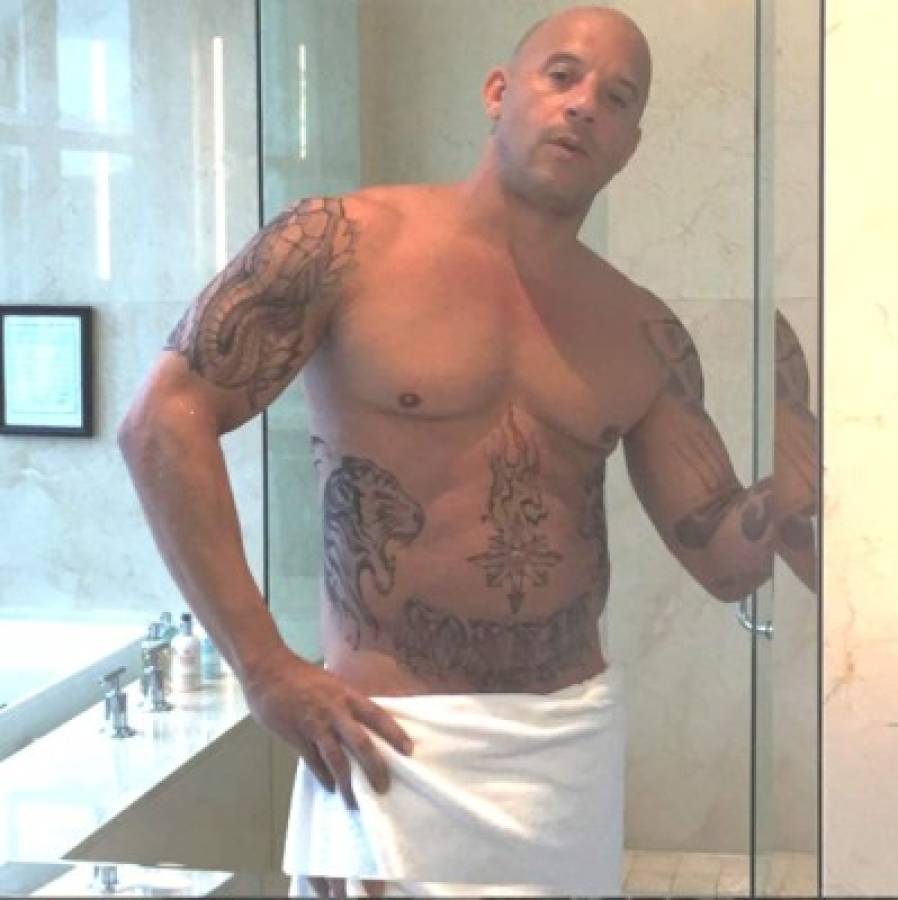 Esta foto de Vin Diesel semidesnudo y con tatuajes enloqueció a sus fans  