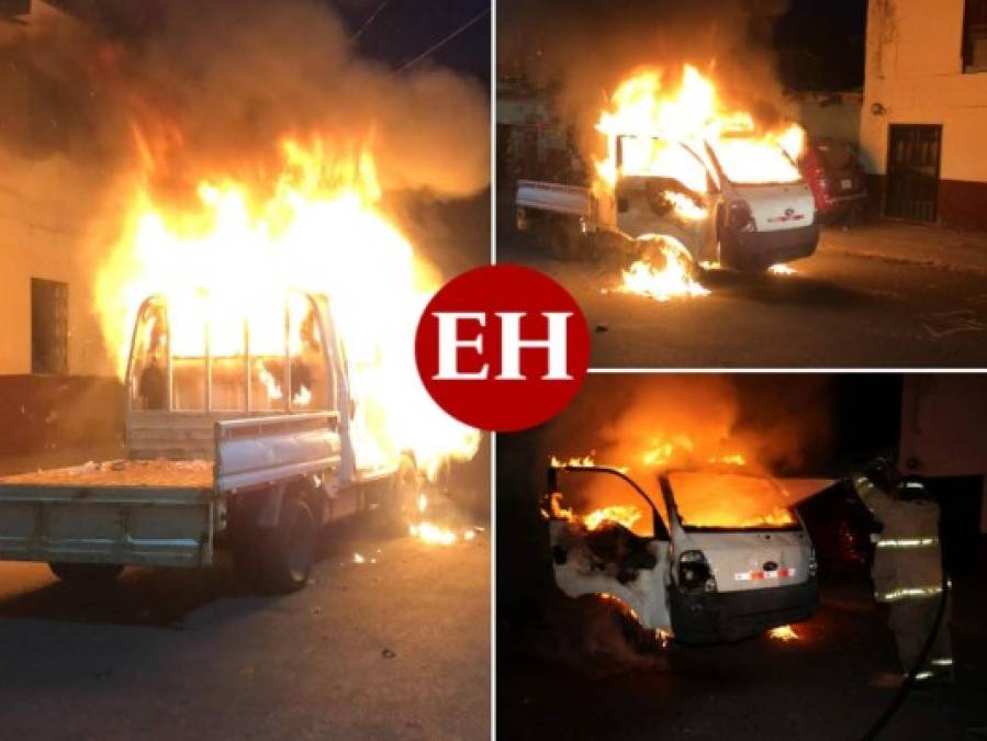 FOTOS: Así quedó el vehículo de la Policía incendiado afuera del Estadio Nacional