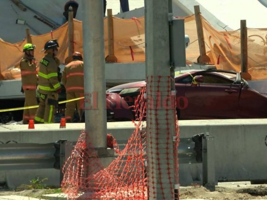 Impactantes imágenes del puente peatonal que colapsó en Miami