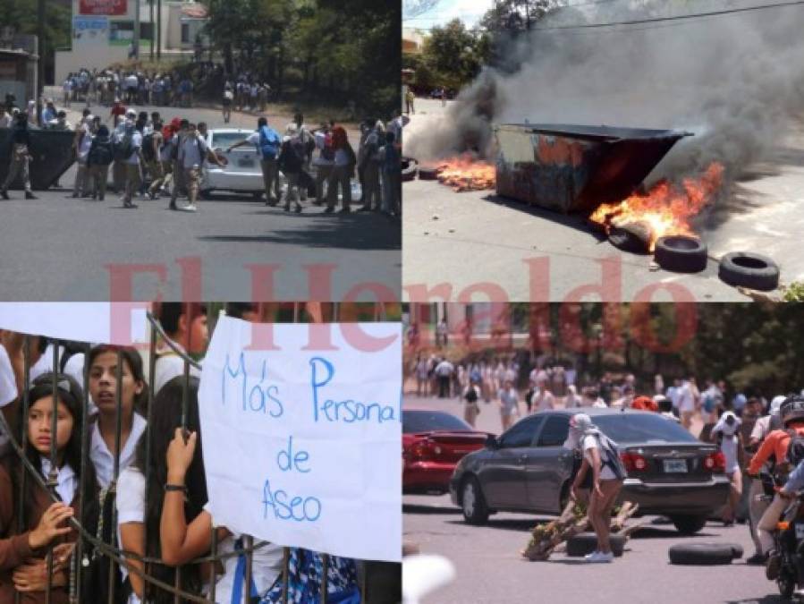 Alumnos del Instituto Técnico Honduras protestan con tomas en las calles por aumento al pasaje