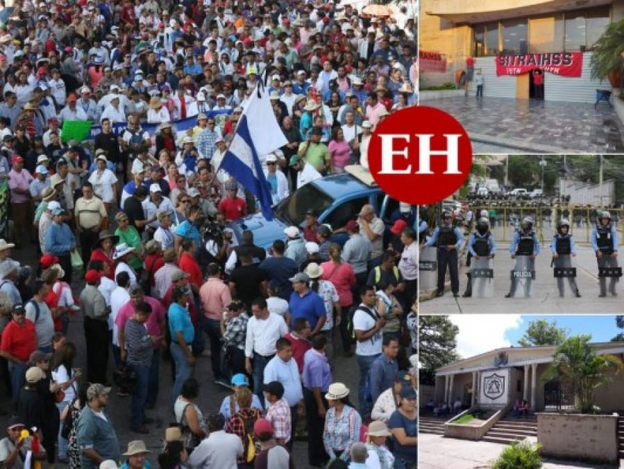 FOTOS: Colegios cerrados, sin atención en IHSS y marchas de maestros, médicos y estudiantes en otro día de protestas