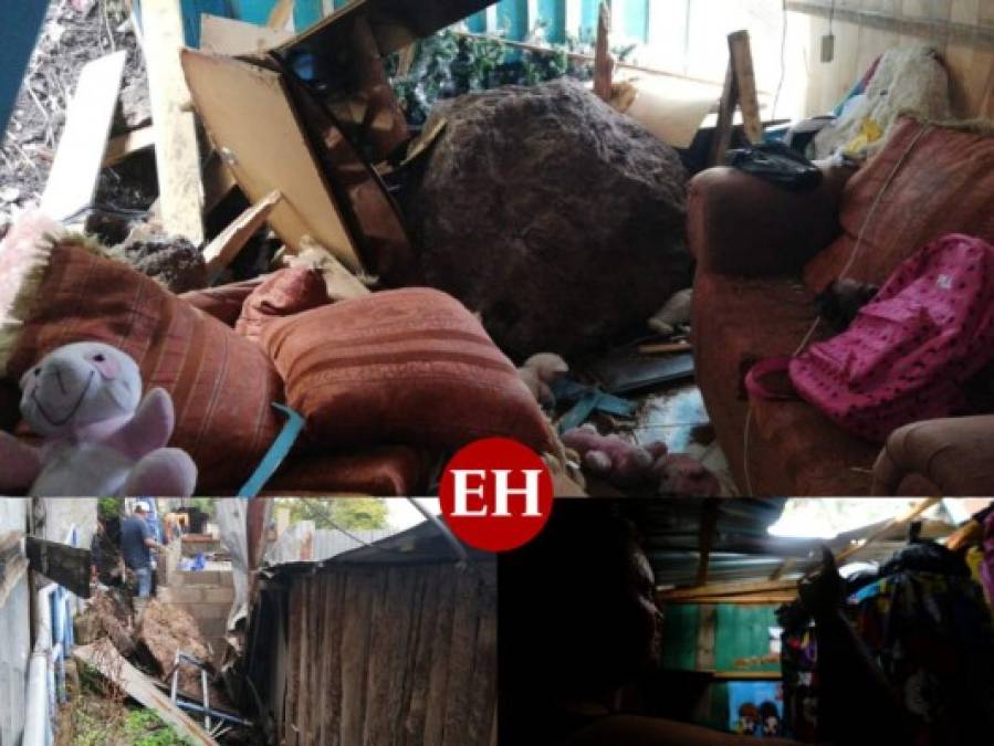 FOTOS: Destrucción y zozobra tras caída de roca sobre vivienda en la capital