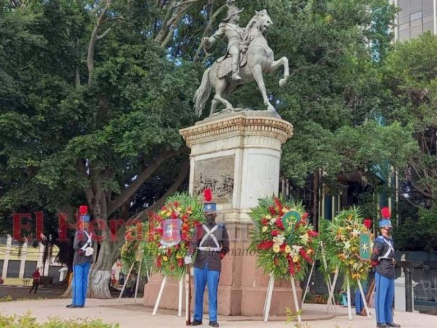 Rinden tributo al general Francisco Morazán en el parque Central de Tegucigalpa (FOTOS)