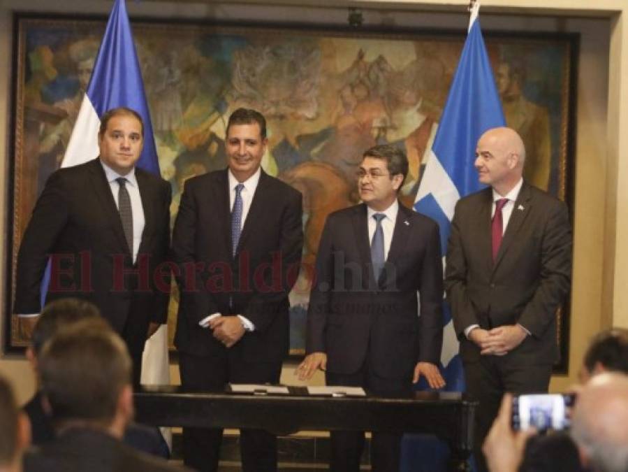 Infantino en Honduras: avión privado, recibido por JOH y presente en El Birichiche