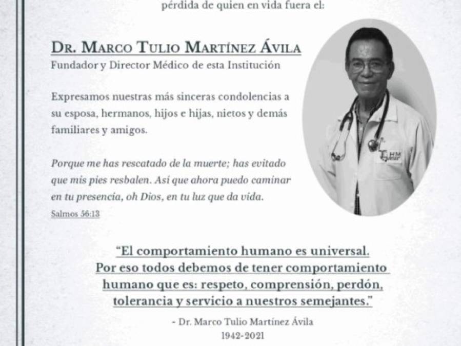 Los rostros de los 17 médicos hondureños víctimas del coronavirus en lo que va de 2021 (Fotos)