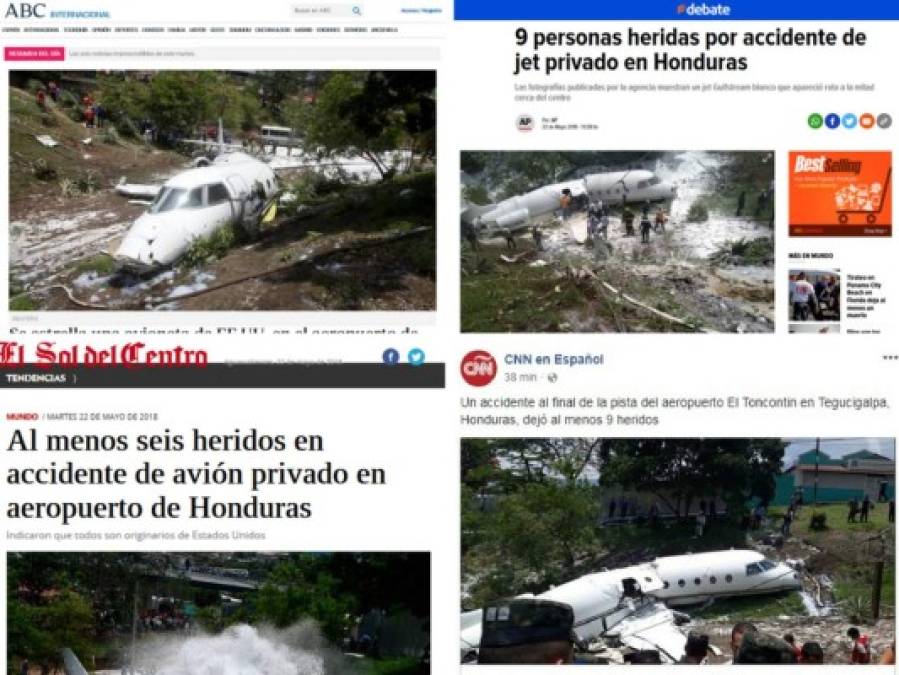 Medios internacionales destacan accidente de avión en el aeropuerto Toncontín