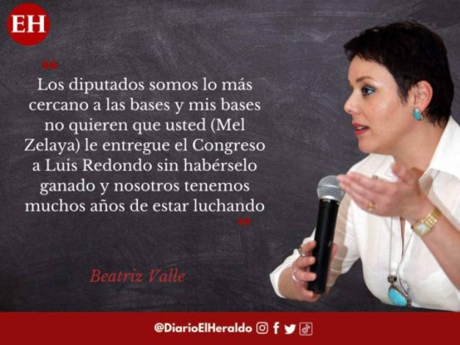 Las frases de Beatriz Valle a 'Mel' Zelaya tras elección de junta directiva en el Congreso