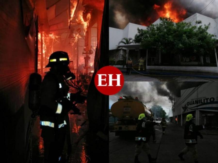 Dramáticas fotos del incendio en el mercado Guamilito, icónico en San Pedro Sula