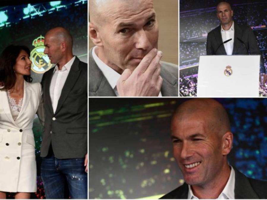 Zidane y sus mejores fotos en la presentación como técnico del Real Madrid