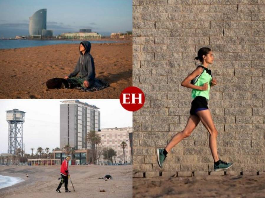 FOTOS: En Barcelona madrugan para nadar y hacer deporte en tiempos de pandemia