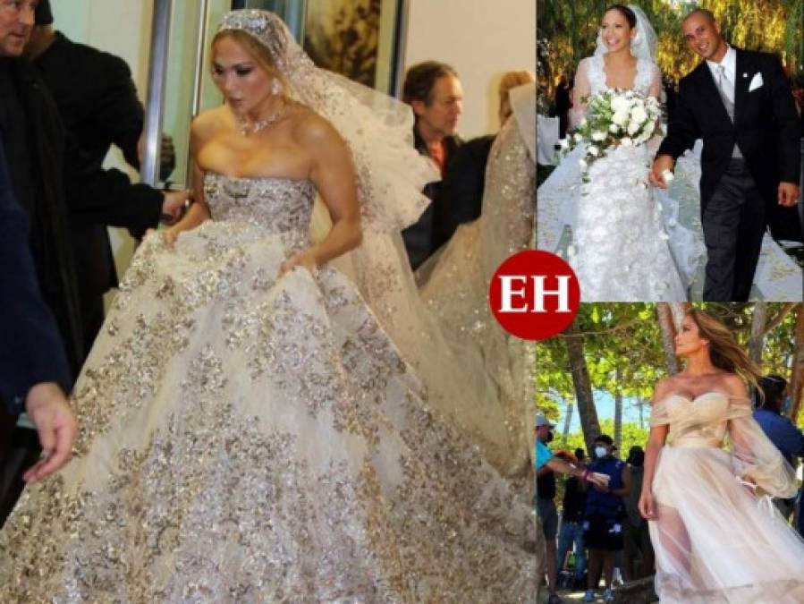 Los glamorosos vestidos de novia que ha usado Jennifer López (FOTOS)