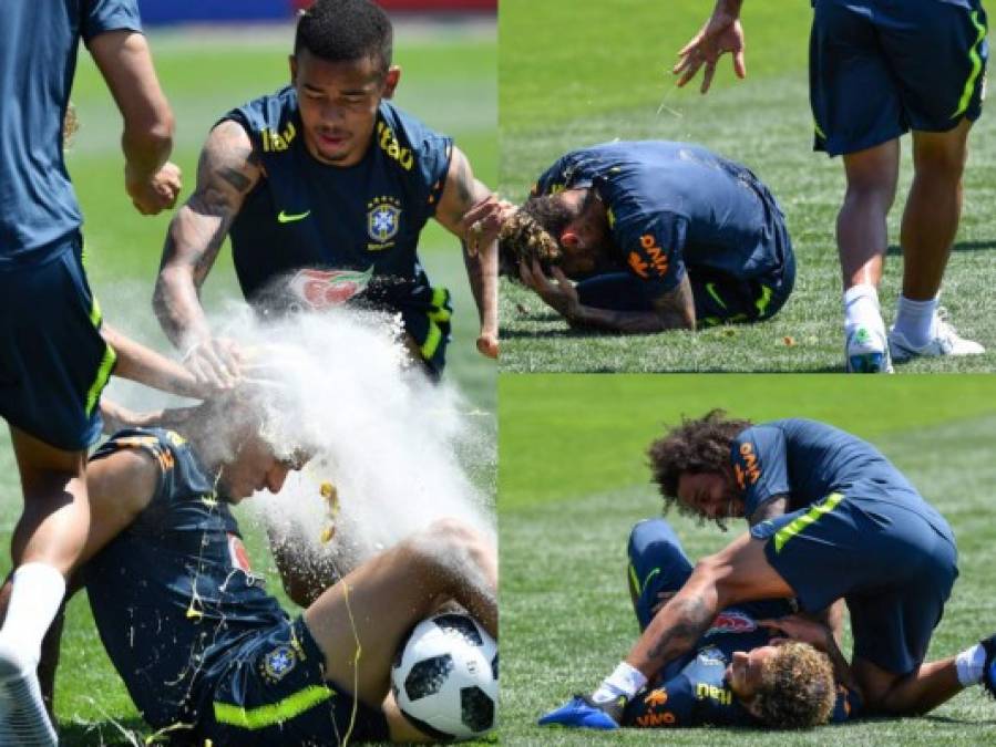 Así llenó Neymar a Coutinho con harina y huevos en su cumpleaños (Fotos)