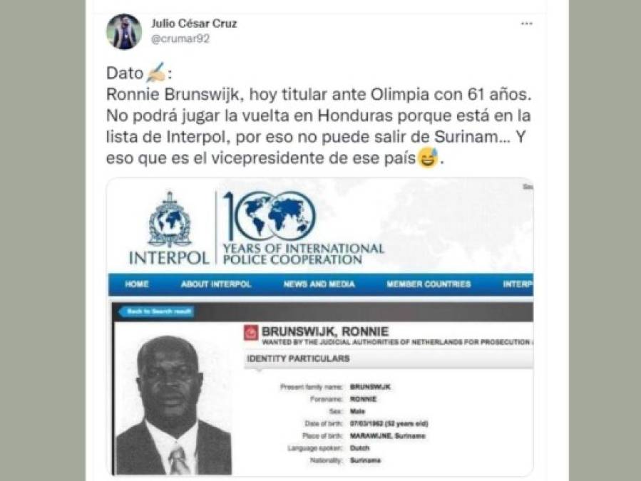 Ronnie Brunswijk, presidente del Inter, desató las redes tras jugar contra Olimpia a sus 60 años