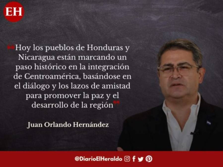 Frases de JOH después de firmar un tratado integracionista con Nicaragua