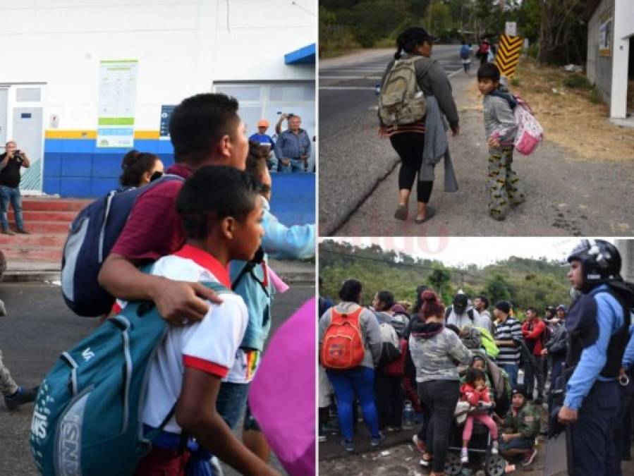 La angustia, el frío y hambre golpean a los migrantes de la caravana en la frontera de Honduras con Guatemala