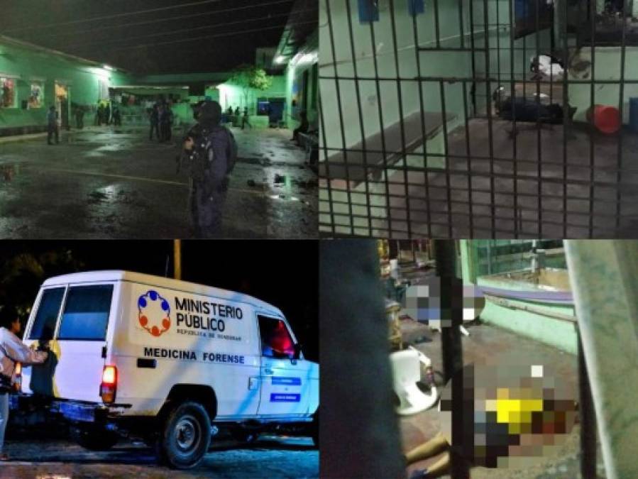 Las imágenes que dejó la masacre de 18 reos en el centro penal de Tela