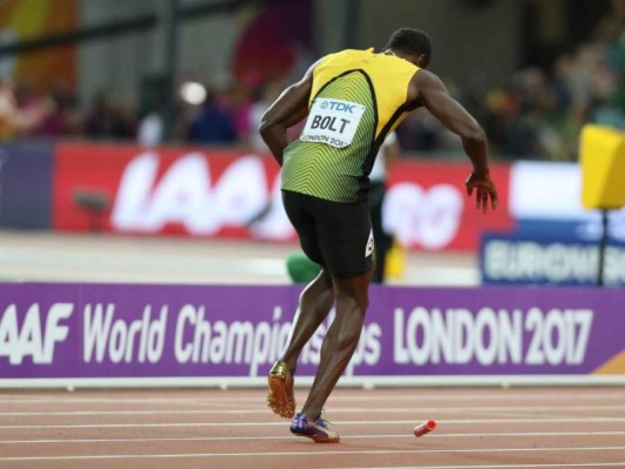 Las tristes imágenes de la lesión de Usain Bolt en Londres 2017