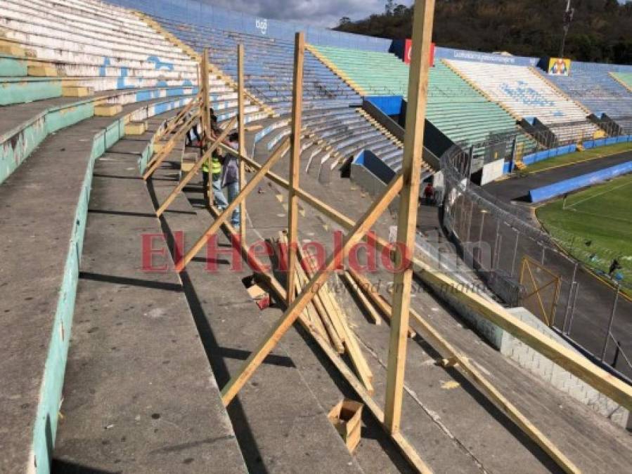 FOTOS: Con láminas dividen el sector Sol en el Estadio Nacional  