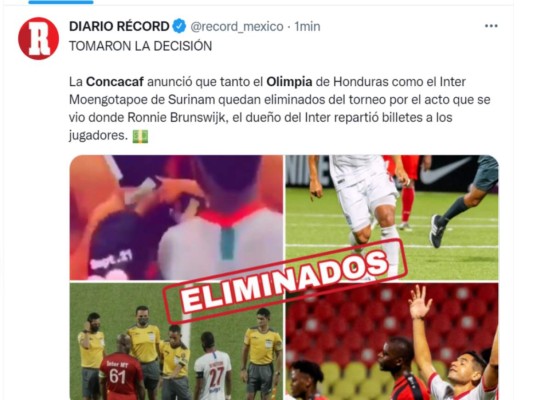 Así informaron medios internacionales la expulsión de Olimpia y el Inter Moengotapoe de la Liga de Campeones de la Concacaf