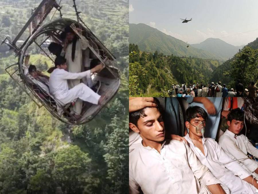 Atrapados en un teleférico y pendiendo de un hilo: el difícil rescate de ocho jóvenes en Pakistán