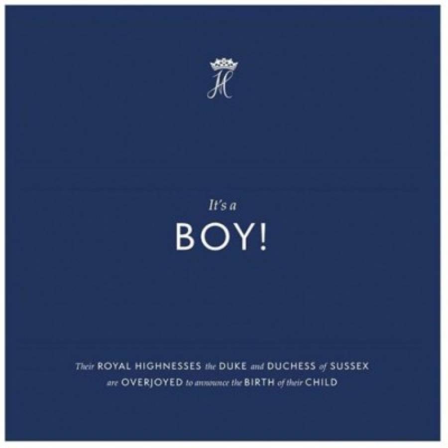 This handout document released on May 6, 2019 on the Instagram account of Meghan Markle and Prince Harry, the Duke and Duchess of Sussex, reads 'It's a Boy !'. Meghan Markle, the Duchess of Sussex, gave birth on May 6, 2019 to a 'very healthy' boy, Prince Harry announced in a statement to television cameras in Windsor. 'We're delighted to announce that Meghan and myself had a baby boy early this morning -- a very healthy boy,' a beaming Prince Harry said. (Photo by HO / The official Instagram account of The Duke and Duchess of Sussex / AFP) / RESTRICTED TO EDITORIAL USE - MANDATORY CREDIT 'AFP PHOTO / The official Instagram account of The Duke and Duchess of Sussex' - NO MARKETING - NO ADVERTISING CAMPAIGNS - DISTRIBUTED AS A SERVICE TO CLIENTS
