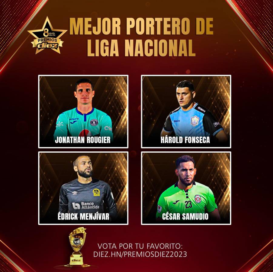 Jonathan Rougier, Harold Fonseca, Edrick Menjívar y César Samudio pelean por el Mejor Portero de la Liga Nacional de Honduras.