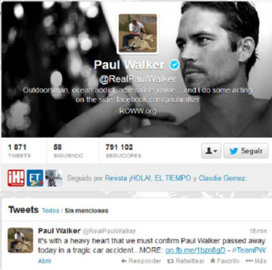 Muere Paul Walker‬, estrella de 'Rápido y Furioso'