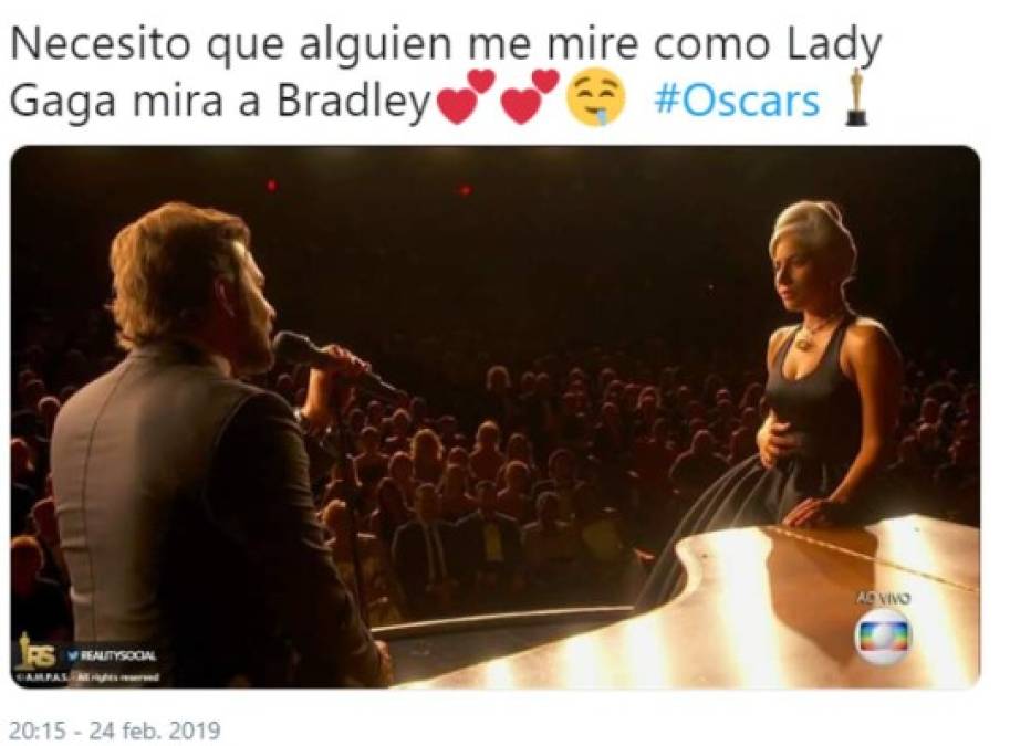 Miradas entre Lady Gaga y Bradley Cooper en los premios Oscar desatan divertidos memes