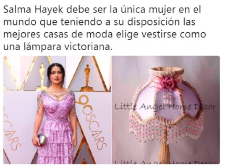 Premios Oscar: Memes se burlan del extravagante vestido de Salma Hayek