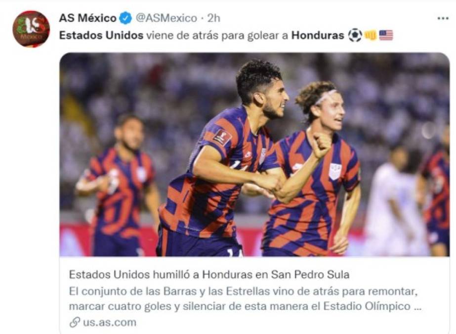 Prensa internacional reacciona a la humillante goleada que EEUU le propinó a Honduras