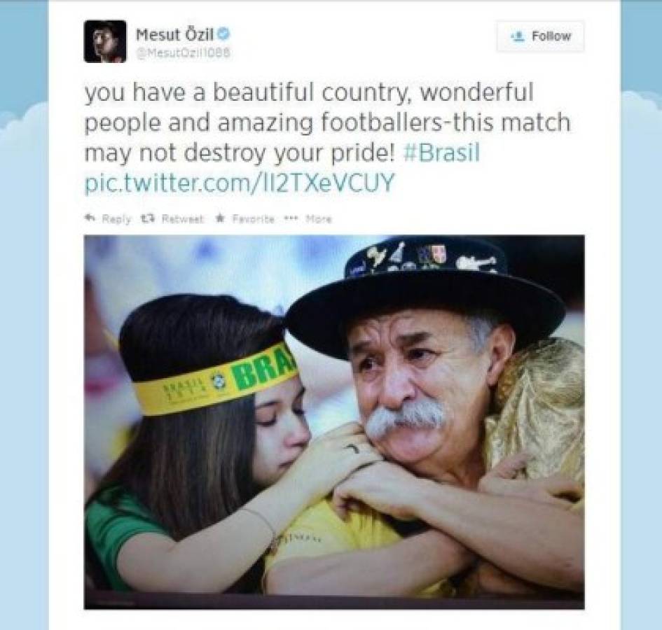 Mesut Özil anima a los brasileños via Twitter