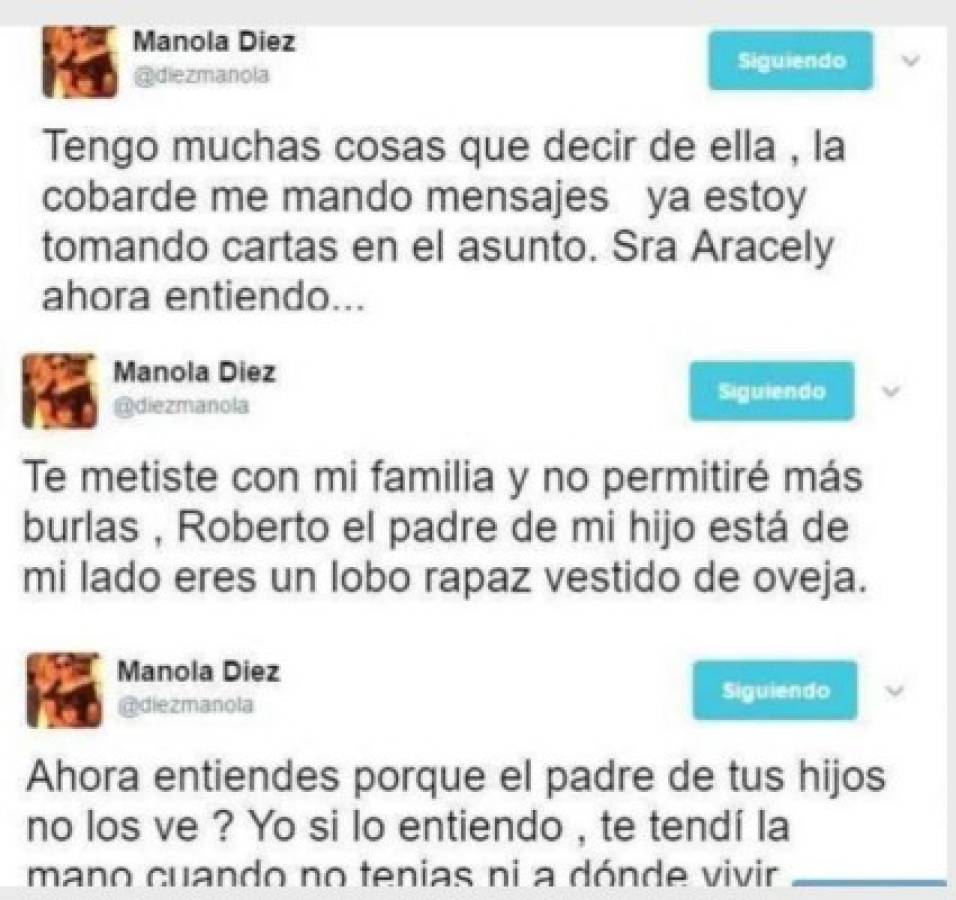 Estos fueron los mensajes que Manola Díez publicó en Twitter.