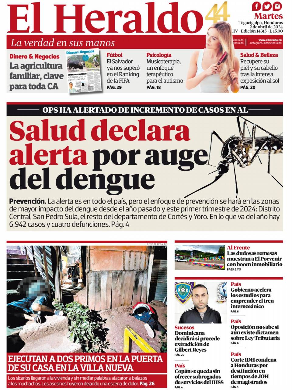 Salud declara alerta por auge del dengue
