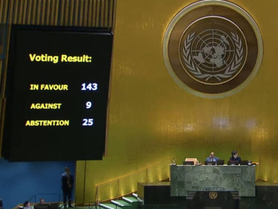 Así quedaron los resultados de votos para la adhesión de Palestina al organismo internacional.